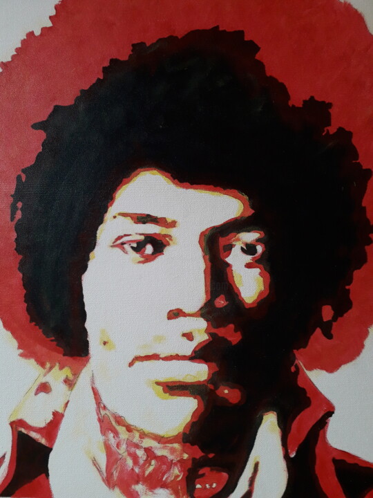 Peinture intitulée "Jimi Hendrix" par Patrick Mauxion (MAUX), Œuvre d'art originale, Acrylique Monté sur Châssis en bois