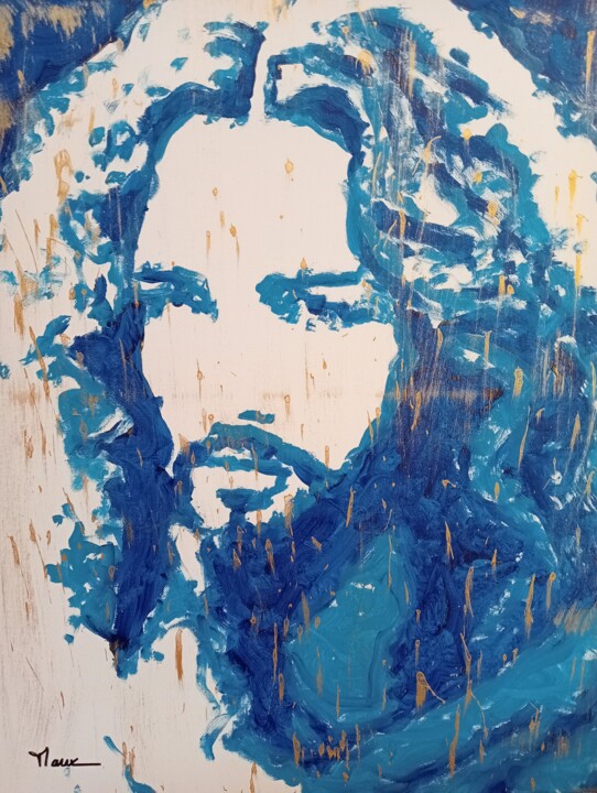 Malerei mit dem Titel "Jésus Christ" von Patrick Mauxion (MAUX), Original-Kunstwerk, Acryl Auf Keilrahmen aus Holz montiert