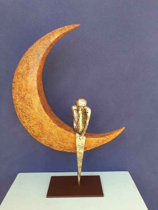 雕塑 标题为“Le rêveur de la lune” 由Patrick Neel, 原创艺术品, 青铜
