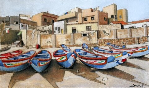 Painting titled "Le Village de N'Gor" by Patrick Noly, Original Artwork