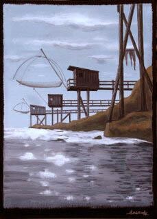 Painting titled "Carrelets" by Patrick Noly, Original Artwork
