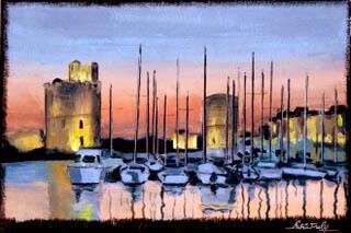 Painting titled "le port de La Roche…" by Patrick Noly, Original Artwork, Acrylic