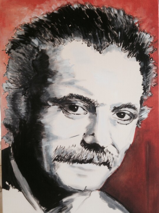 Painting titled "Georges Brassens" by Patrick Noly, Original Artwork, Acrylic