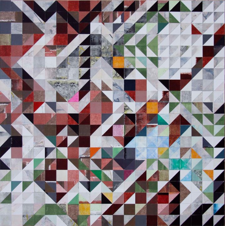 Peinture intitulée "pixel-blues-aleatoi…" par Shub, Œuvre d'art originale, Acrylique