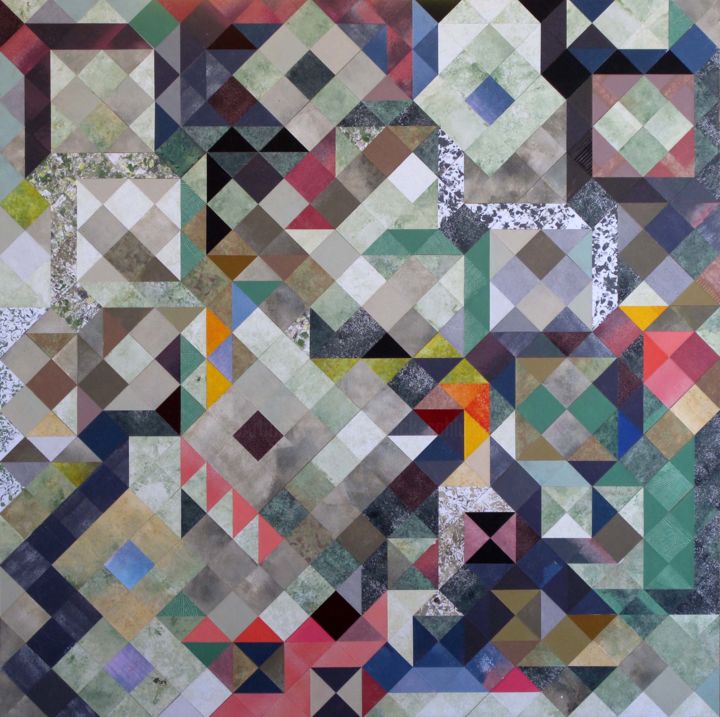 Peinture intitulée "pixel-blues-fragmen…" par Shub, Œuvre d'art originale, Acrylique