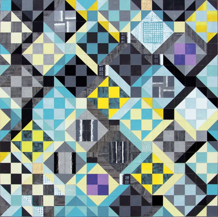 Schilderij getiteld "pixel-blues-cellule…" door Shub, Origineel Kunstwerk, Acryl