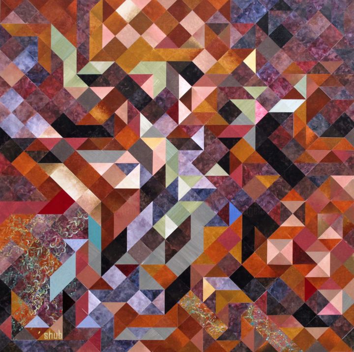 Collages intitulée "pixel blues "le rév…" par Shub, Œuvre d'art originale, Collages Monté sur Châssis en bois