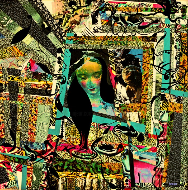 Pintura titulada "LOLA" por Shub, Obra de arte original, Collages Montado en Bastidor de camilla de madera