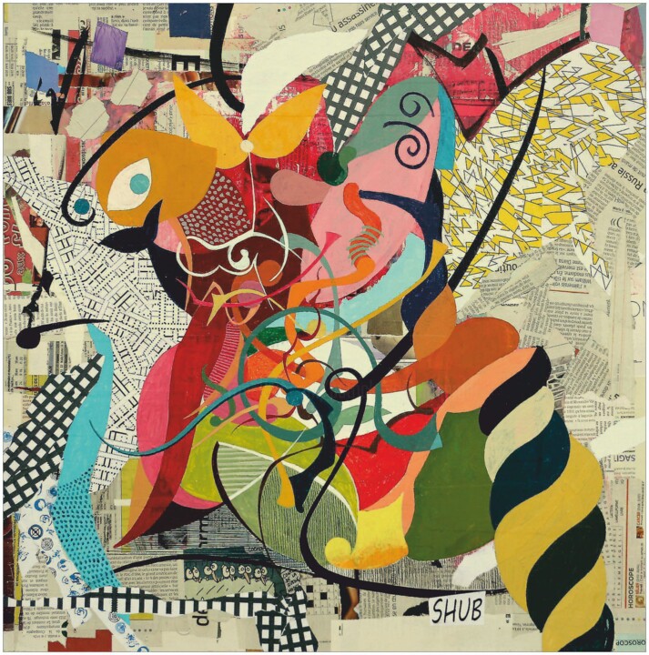 Collages intitulée "désir et volupté" par Shub, Œuvre d'art originale, Acrylique