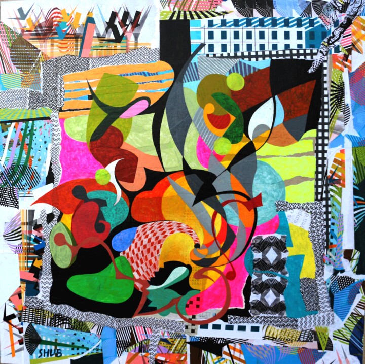 Collages titled "'Errance'" by Shub, Original Artwork, Collages