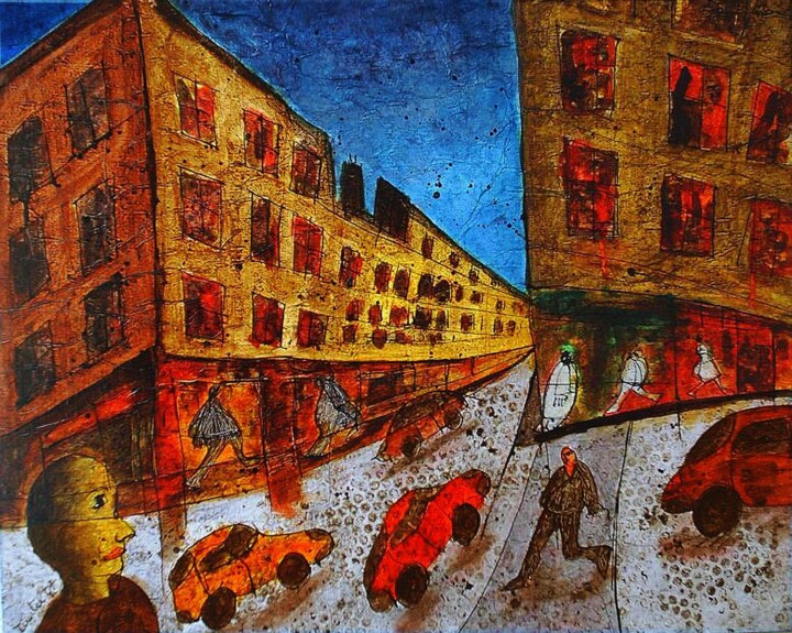 Pintura intitulada "ENVISAGER LA VILLE 3" por Patrick Tourtel, Obras de arte originais, Tinta