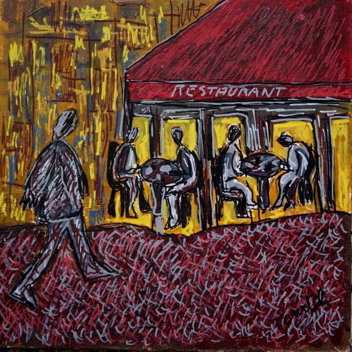 Painting titled "restaurant" by Patrick Tourtel, Original Artwork, Acrylic