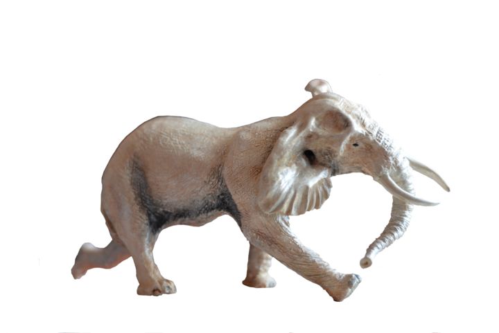 Sculpture titled "ELEPHANT SE DEPLACA…" by Patrick Tronchet, Original Artwork, Terra cotta