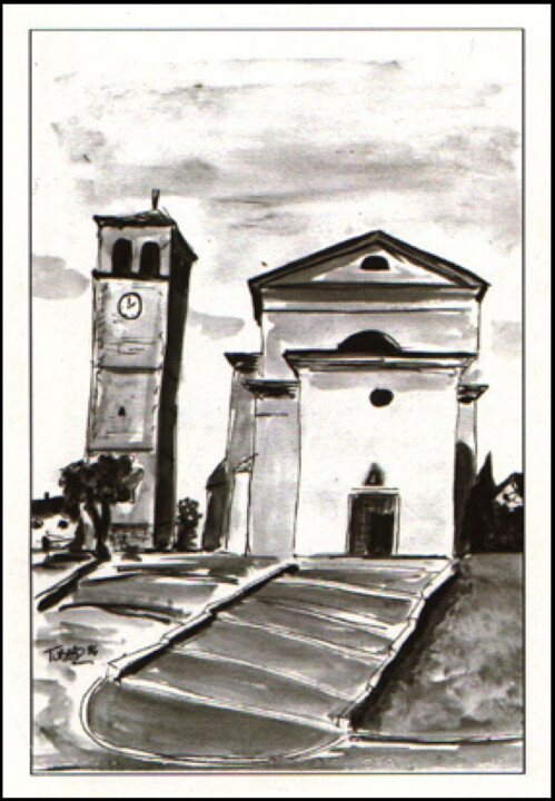 Peinture intitulée "Chiesa di Pucûi" par Patrick Tubaro, Œuvre d'art originale, Crayon
