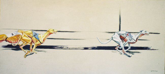 Peinture intitulée "Droit devant" par Greyhound In Art, Œuvre d'art originale