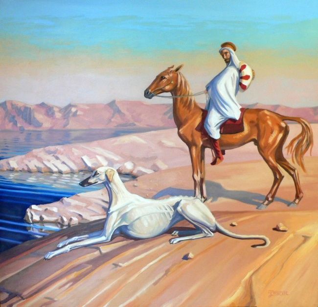 Картина под названием "Touareg" - Greyhound In Art, Подлинное произведение искусства
