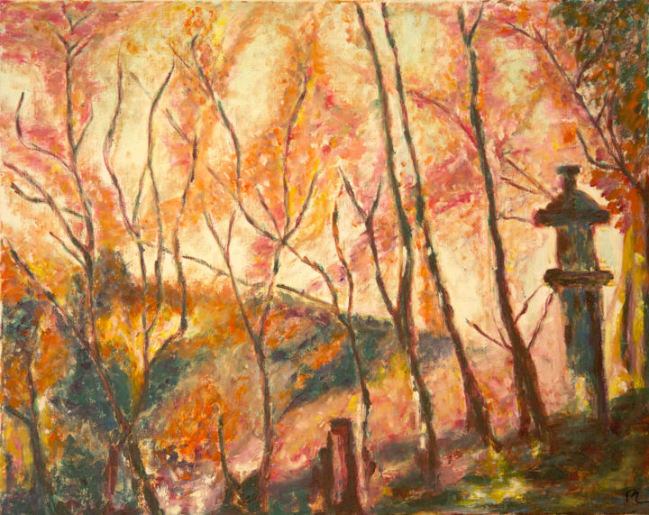 Painting titled "les arbres roses" by Patrick Couvreur, Original Artwork, Oil
