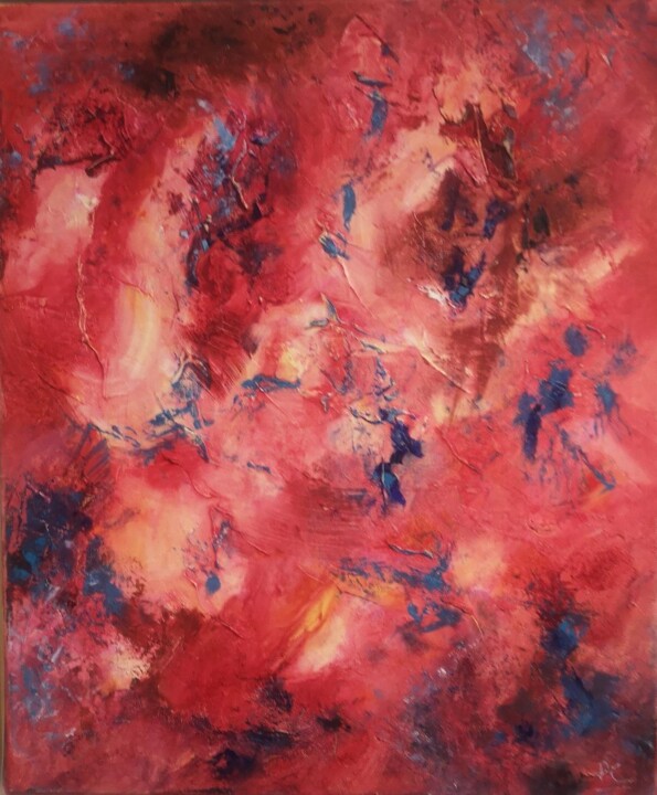 Peinture intitulée "Manteau rouge" par Patrick Couvreur, Œuvre d'art originale, Huile Monté sur Châssis en bois