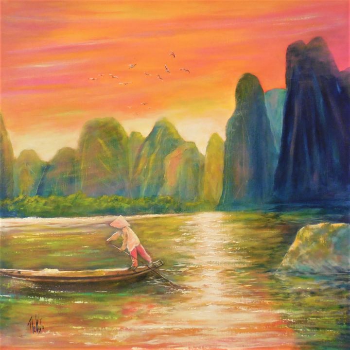 Painting titled "Labeur d'Indochine…" by Patrick Nevoso, Original Artwork, Oil