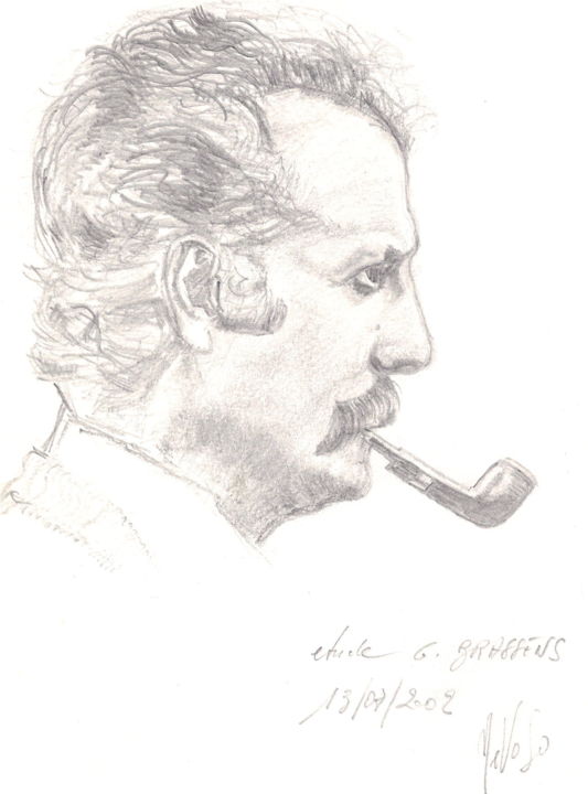 Drawing titled "L'ami Georges" by Patrick Nevoso, Original Artwork, Pencil