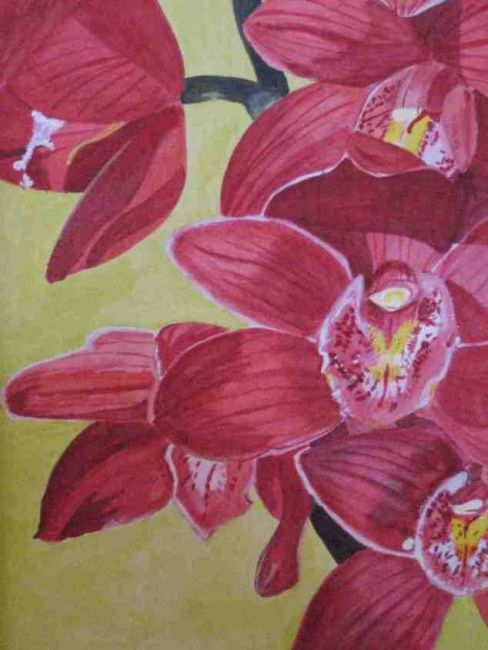 Malerei mit dem Titel "Orchidée" von Patrick Mahieu, Original-Kunstwerk, Öl