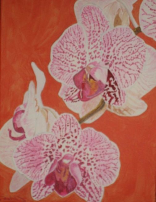 Painting titled "Orchidée XIII" by Patrick Mahieu, Original Artwork, Oil
