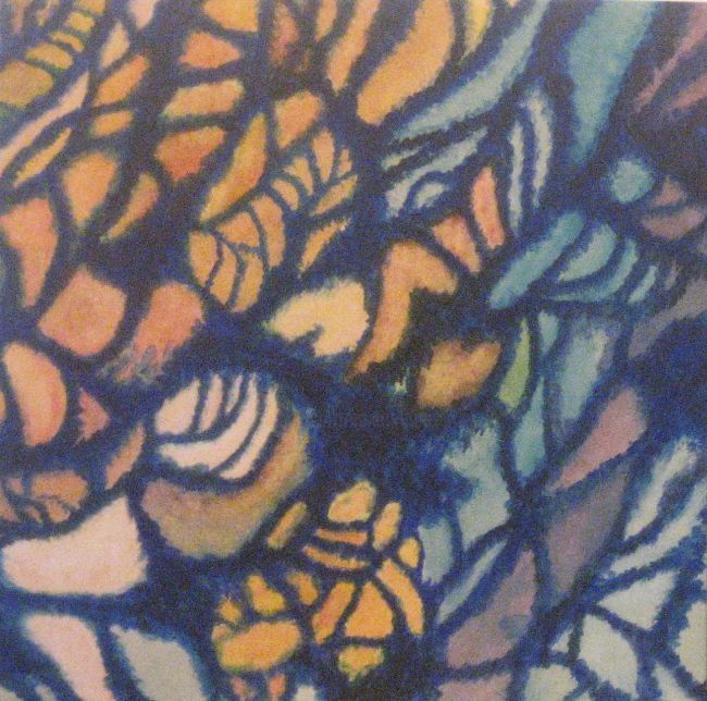 Peinture intitulée "Orange-blue Vibrati…" par Patrick Mahieu, Œuvre d'art originale, Huile