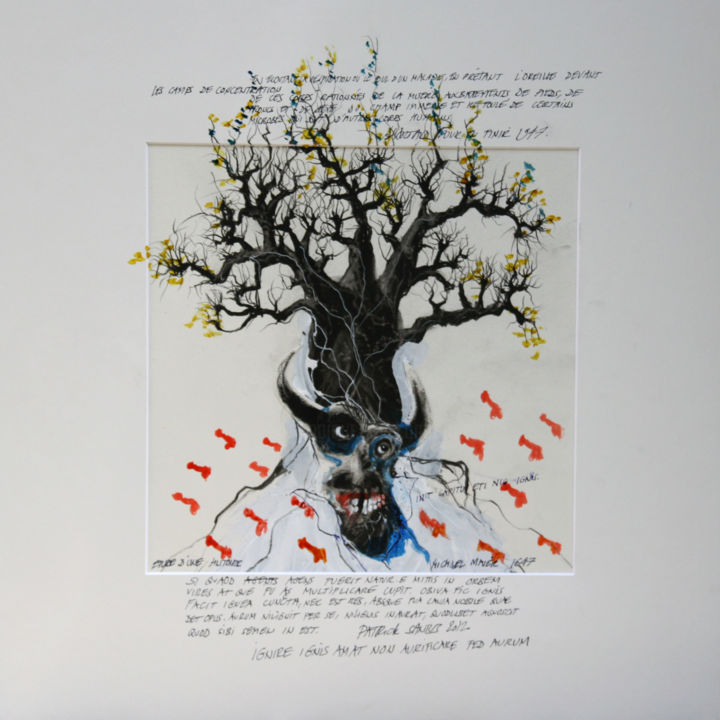 Disegno intitolato "IGNIRE IGNISAMAT NO…" da Patrick Santus, Opera d'arte originale, Matite colorate