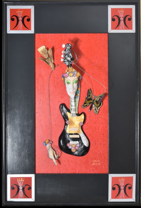 Картина под названием "Bass guitar" - Gaia Graal, Подлинное произведение искусства