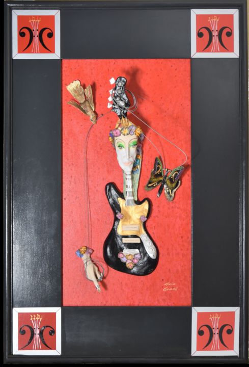 Pintura titulada "Bass guitar" por Gaia Graal, Obra de arte original