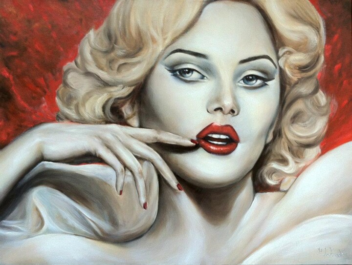 Painting titled "Scarlett Johansson…" by Patrizia Lo Feudo, Original Artwork, Oil