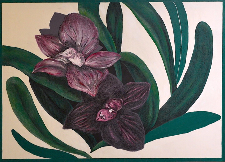 Pintura titulada "Orchidée" por Patrizia Pic, Obra de arte original, Acrílico Montado en Bastidor de camilla de madera