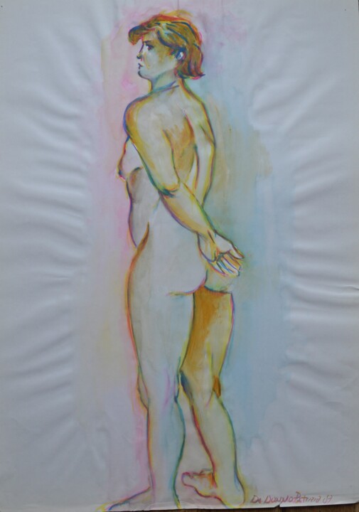 Painting titled "Nudo di donna" by Patrizia Pic, Original Artwork, Gouache