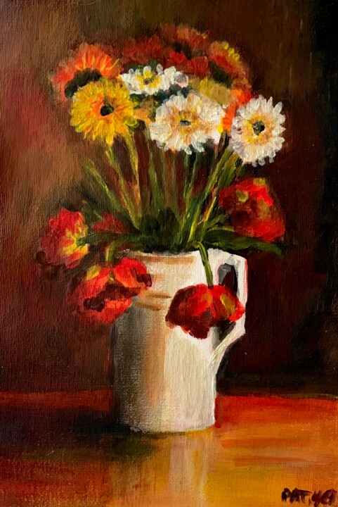Peinture intitulée "Vaso di fiori" par Patrizia Salcini, Œuvre d'art originale, Acrylique