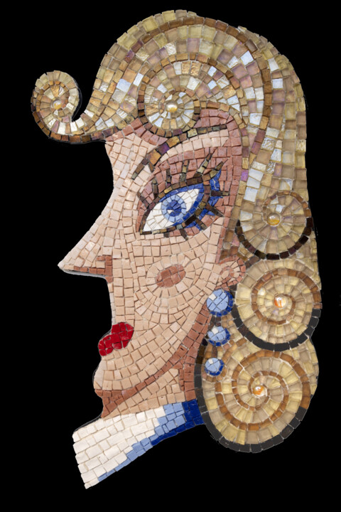 Sculpture titled "Linda" by Patrizia Salles, Original Artwork, Mosaic Mounted on Other rigid panel