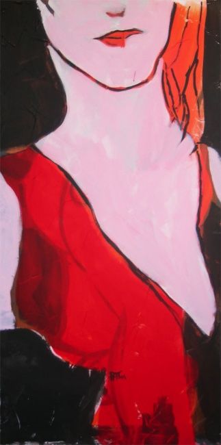 Painting titled "vestito  rosso" by Pat, Original Artwork, Oil