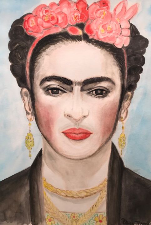 Painting titled "MYFRIDA" by Patricia Tempere (T.PAT), Original Artwork, Watercolor