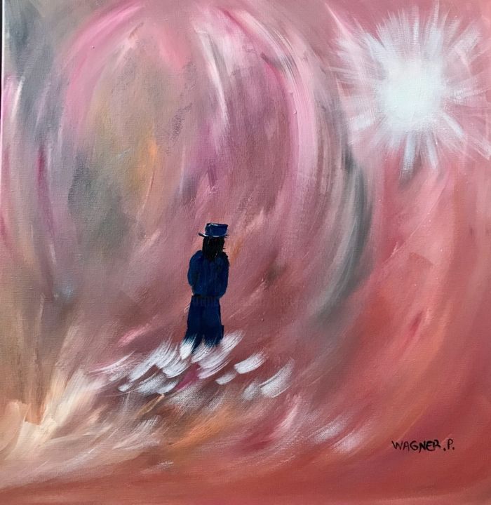 Painting titled "voyage-en-solitaire…" by Patty Wagner, Original Artwork, Acrylic