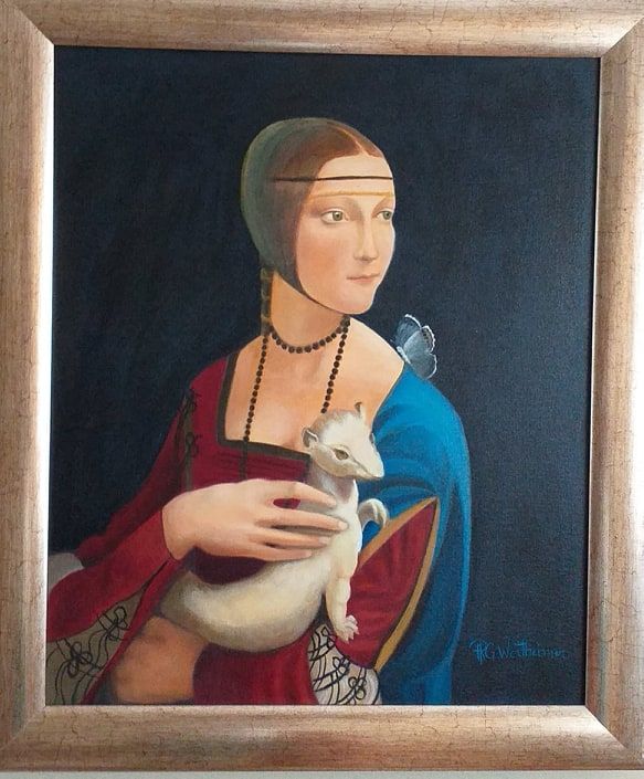 Painting titled "A Dama e o Arminho" by Patricia Wertheimer, Original Artwork, Oil