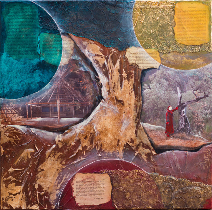 Schilderij getiteld "Arbre de vie, arbre…" door Paty Spendel, Origineel Kunstwerk
