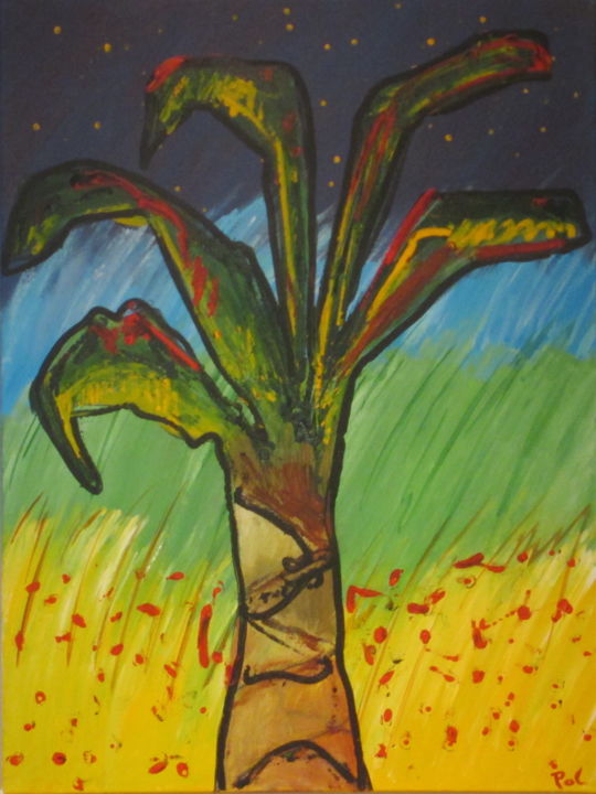 Painting titled "cobrapalm-in-congo-…" by Pol, Original Artwork, Acrylic