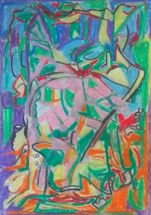 Drawing titled "Abstract pink" by Paul Antwis, Original Artwork, Pastel