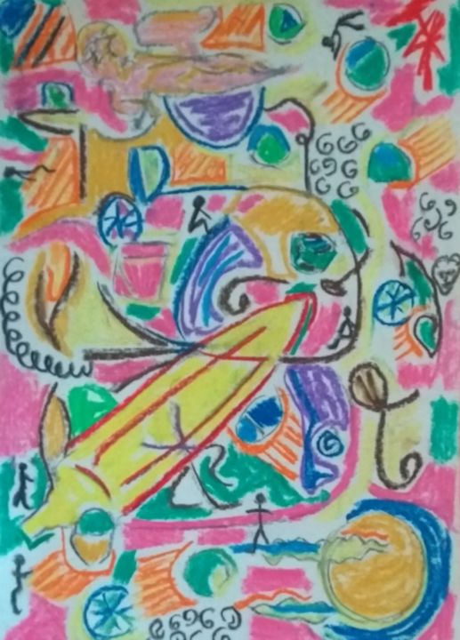 Drawing titled "Abstract salad" by Paul Antwis, Original Artwork, Pastel