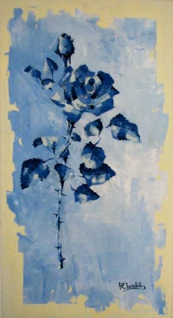 Painting titled "Blue Roses" by Paul Chendeli, Original Artwork, Oil