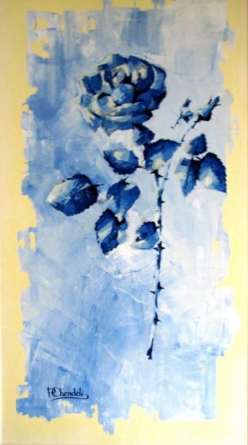 Painting titled "Blue Roses" by Paul Chendeli, Original Artwork, Oil