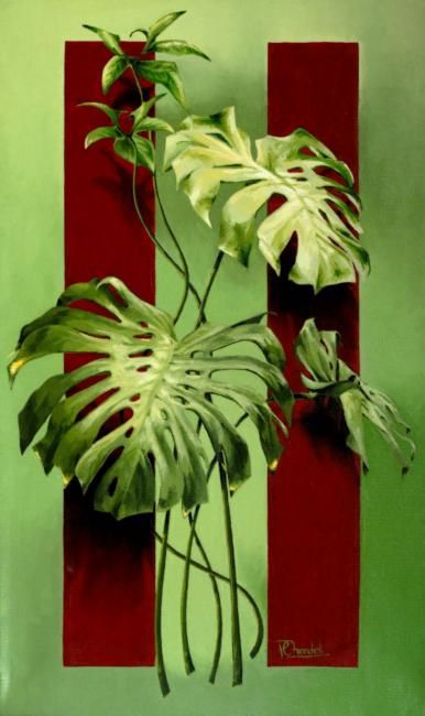 Painting titled "Monstera deliciosa" by Paul Chendeli, Original Artwork, Oil