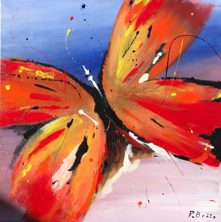 Painting titled "papillon.jpg" by Paul Brito, Original Artwork, Acrylic