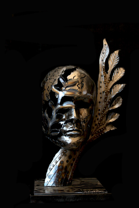 Escultura titulada "Metall Skulptur 01/…" por Paul Bielec, Obra de arte original, Metales