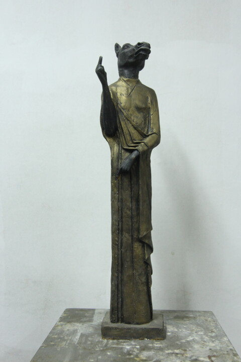 Скульптура под названием "Snt. Christopher" - Paul Bretter, Подлинное произведение искусства, Гипс