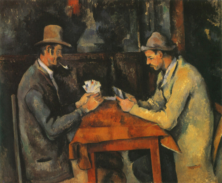 Painting titled "Les joueurs de carte" by Paul Cézanne, Original Artwork, Oil